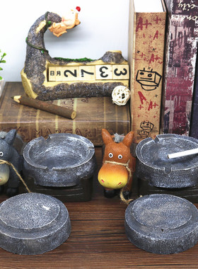 树脂石磨模型带盖烟灰缸送男友