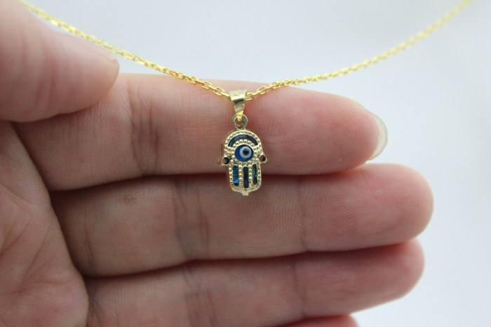 土耳其进口蓝眼睛14k金吊坠女项链 LUCKYMOJO土耳其进口饰品项链