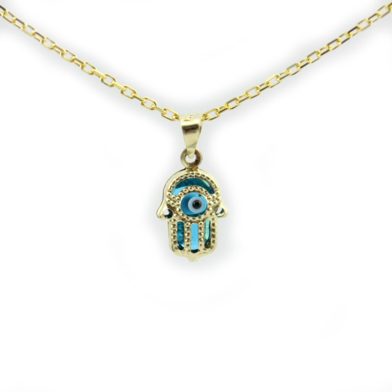 土耳其进口蓝眼睛14k金吊坠女项链 LUCKYMOJO土耳其进口饰品项链
