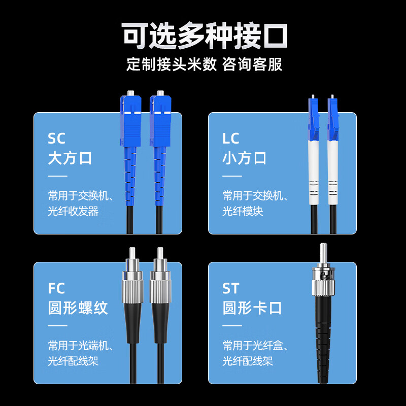 诺可信野战光缆单模双芯四芯光纤跳线LC-LC转SC-FC-ST室外基站铁塔通信延长防水防晒防鼠抗拉铠装光仟线定制