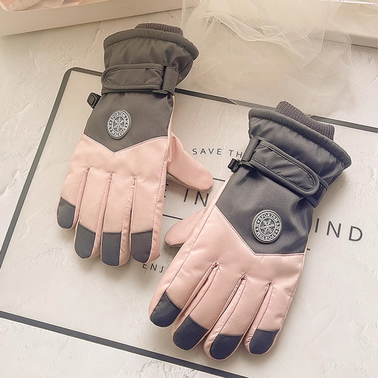 滑雪手套女冬天季厚骑行电动摩托车加绒玩雪男触屏户外棉保暖防寒 - 图1