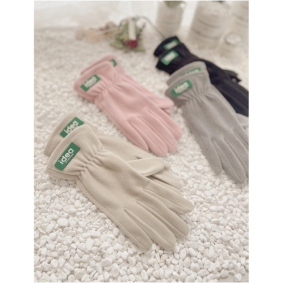 骑行手套女春秋季冬天德绒开车骑车电动车薄款加绒厚触屏防风保暖