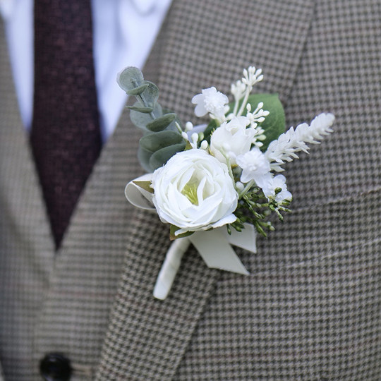 Green and white forest rose wrist flower bride wedding dance