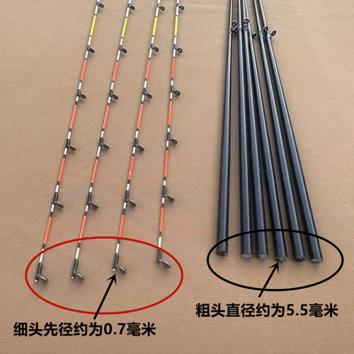 筏竿竿稍配节5.5mm实心筏竿稍玻纤大物抛投筏竿远投软尾筏杆稍 - 图1