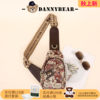Danny Bear Bear Pattern Embroidered Canvas Chest Bag Women's Bag Casual Versatile Crossbody Bag Mountaineering Crossbody Bag
