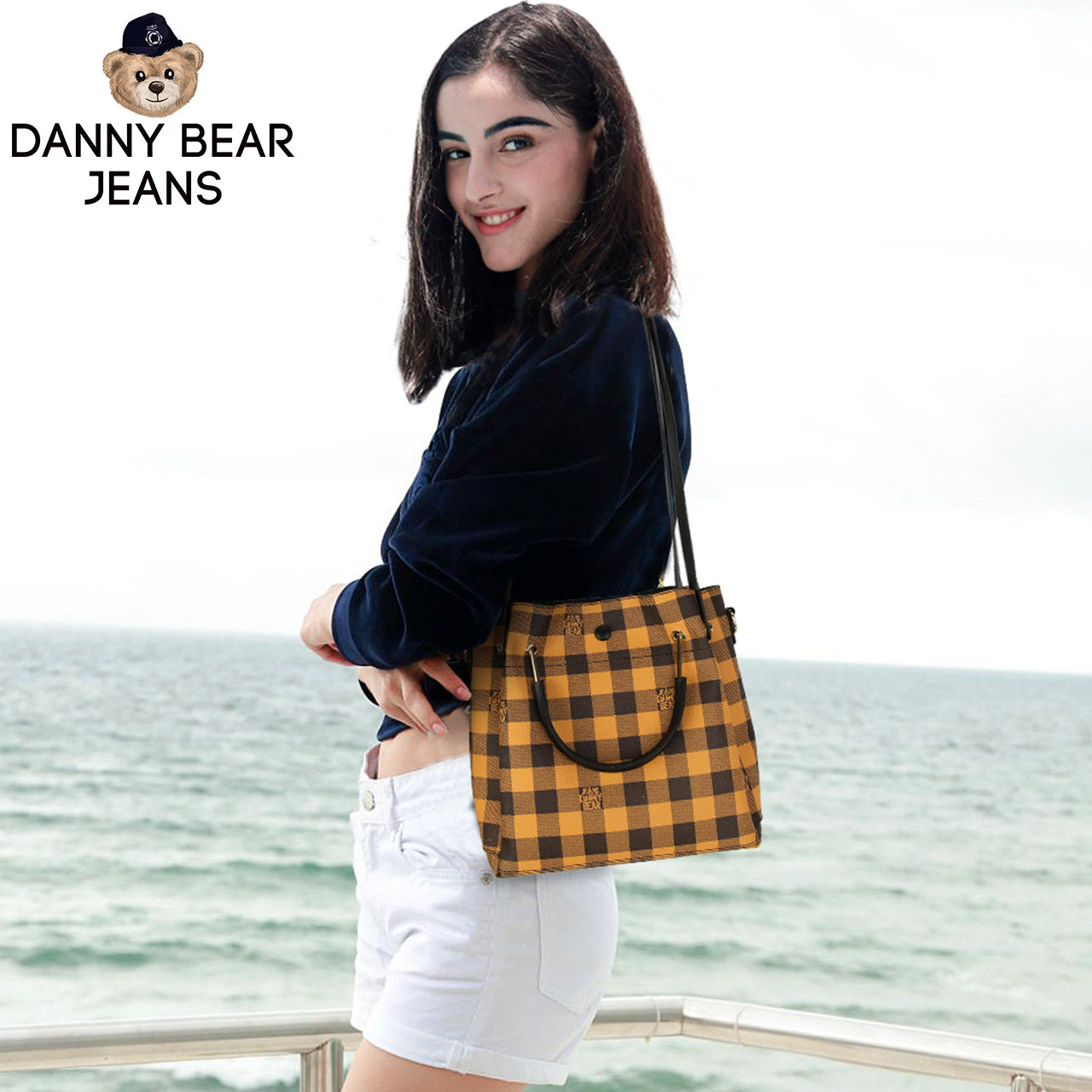 丹尼熊新品手提复古潮流格子斜挎包 丹尼熊箱包女士包袋