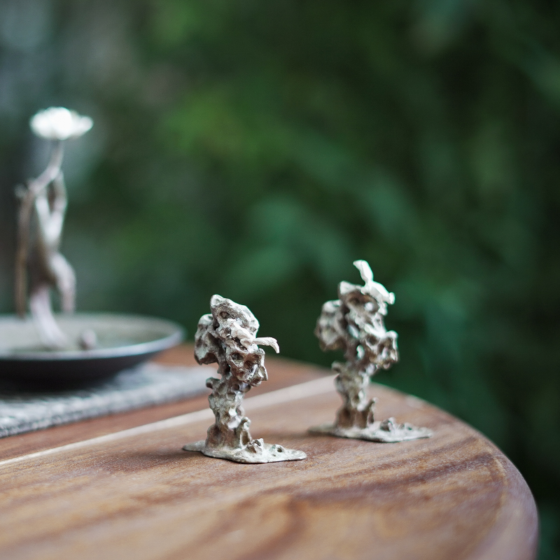 纯手工香炉香插香道配件香器银松鼠黄铜太湖石家用便携线香炉香座 - 图0