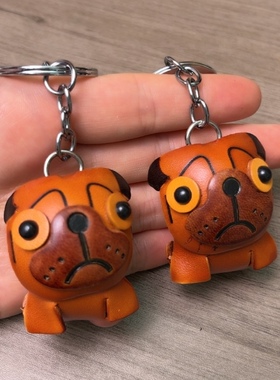 头层牛皮手工制作包包挂件法斗犬狗挂饰法斗狗法猪煤气罐八哥犬