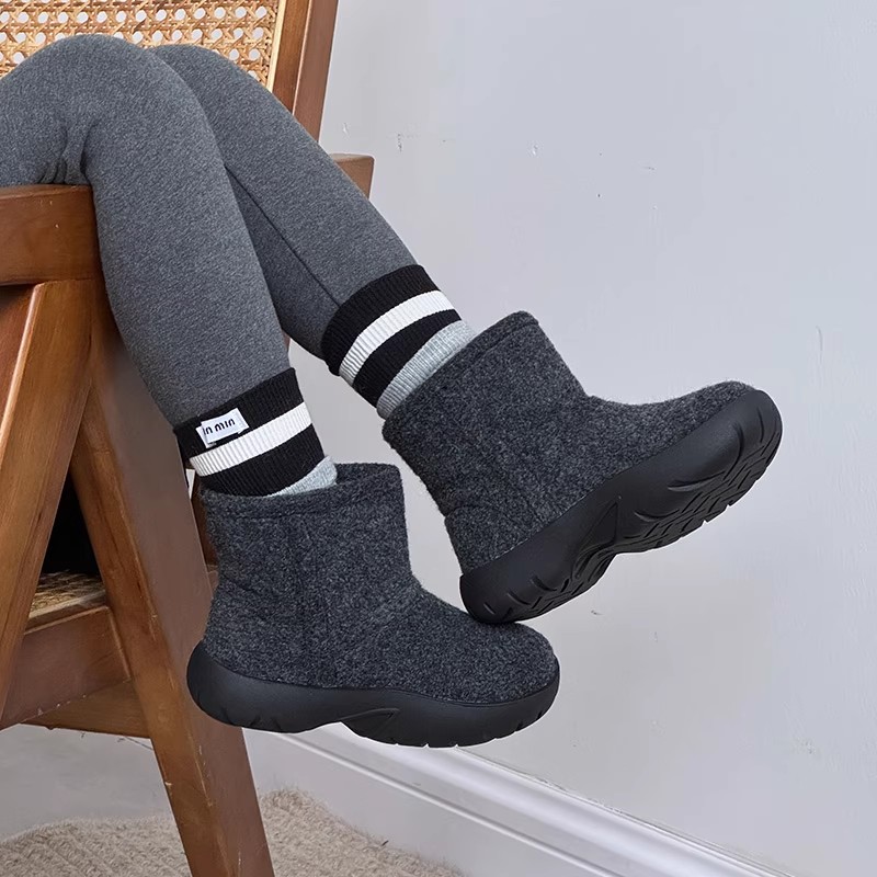 女童棉靴2025冬季儿童毛呢加厚保暖雪地靴亲子豹纹短靴男童大棉鞋 - 图3