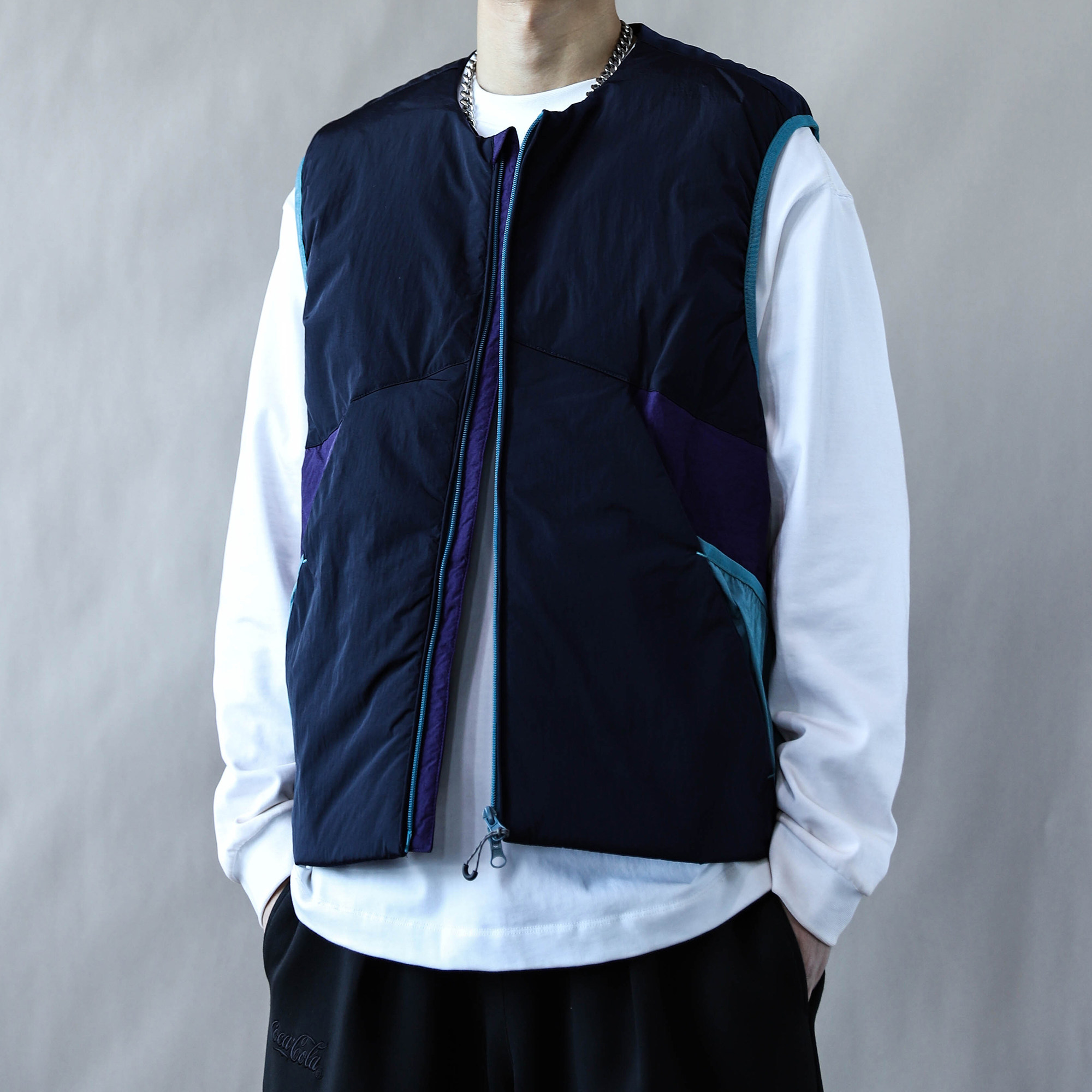 撞色拼接羽绒马甲男户外风休闲宽松保暖背心外套紫色2025羽绒服,淘宝优惠券,粉丝福利购,淘宝优惠卷