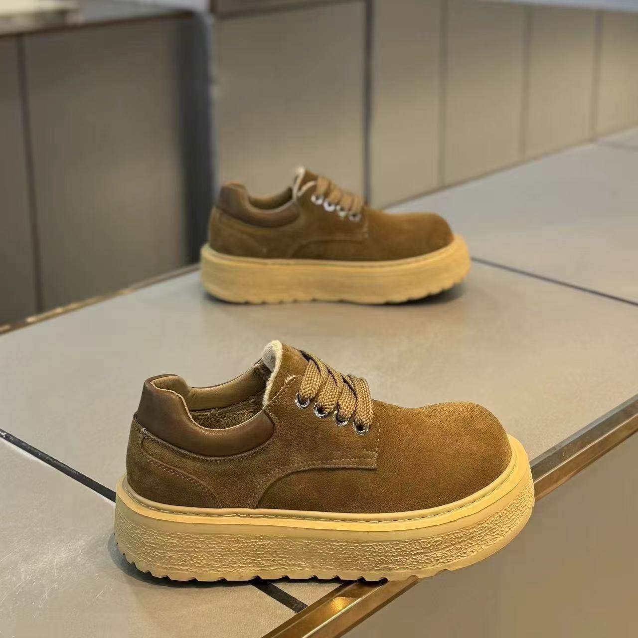 男鞋冬季加绒棉鞋英伦风复古男士翻毛皮鞋运动厚底增高大头德比鞋,淘宝优惠券,粉丝福利购,淘宝优惠卷