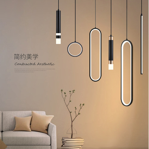 卧室床头吊灯现代简约极简设计师长吊线北欧客厅背景墙餐厅小吊灯 - 图0