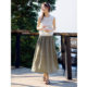 XWI XWI Xinwei travel resort style skirt color solid for women 2026 spring high-waisted slimming A-line versatile flower bud skirt