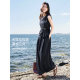 XWI Xinwei Travel Vacation Style Sleeveless Suit Women's 2026 Summer T-shirt Button Design Floral Skirt Set two-piece