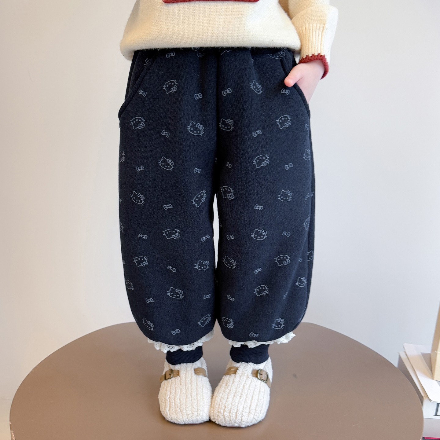 女童猫咪裤子秋冬季2025新款儿童加绒卫裤女宝宝一体绒加厚休闲裤,淘宝优惠券,粉丝福利购,淘宝优惠卷