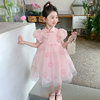 Girls Summer Dress Children's 2026 New Style Rose Summer Dress Little Girl Performance Costume Princess Dress Skirt