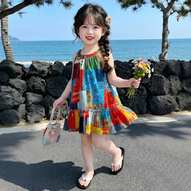 ເດັກຍິງ Summer Bohemian Sleeveless ແບບຊົນເຜົ່າ Princess