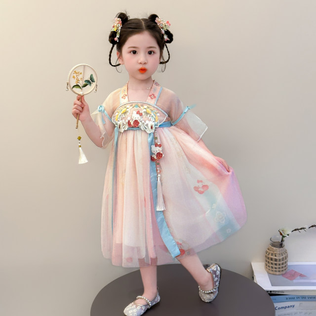 ເດັກຍິງ Hanfu Skirt Summer Style 2026 ໃຫມ່ຂອງເດັກນ້ອຍການປະຕິບັດເຄື່ອງນຸ່ງເດັກນ້ອຍແບບຈີນ Summer Summer Dress