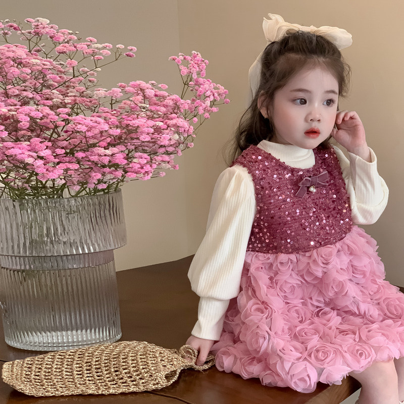 女童玫瑰连衣裙秋冬装女宝宝红色公主裙子冬季儿童新年过年拜年服,淘宝优惠券,粉丝福利购,淘宝优惠卷