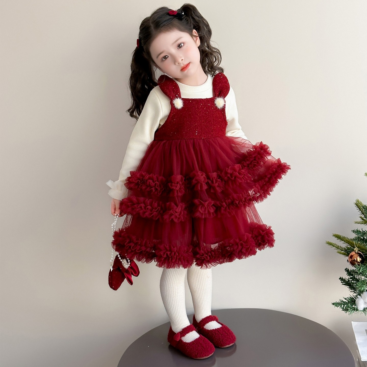 女童连衣裙儿童秋冬季拜年服过年衣服兔耳新年红色女宝宝裙子冬装,淘宝优惠券,粉丝福利购,淘宝优惠卷