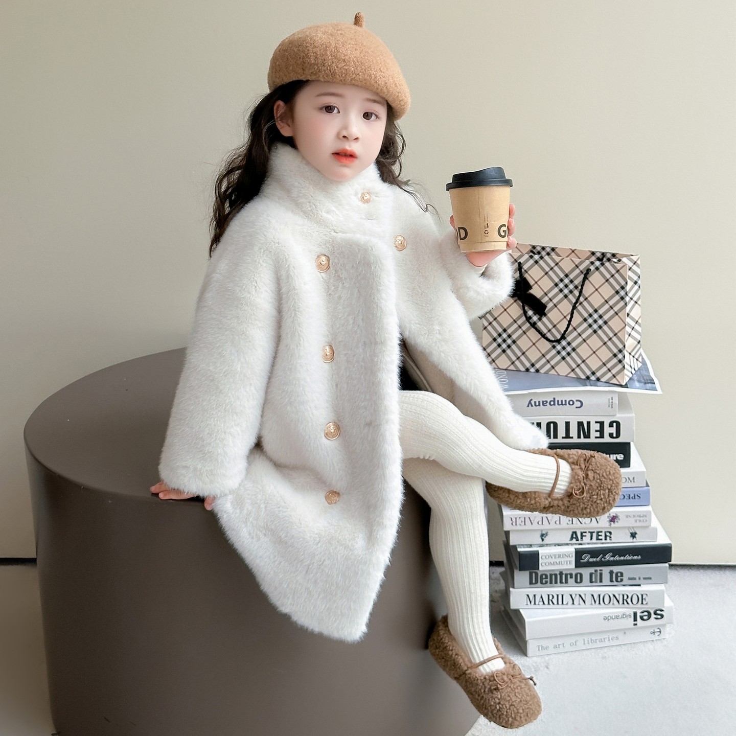 女童外套2025秋冬季新款皮毛一体时髦儿童加厚洋气女宝宝冬装上衣,淘宝优惠券,粉丝福利购,淘宝优惠卷