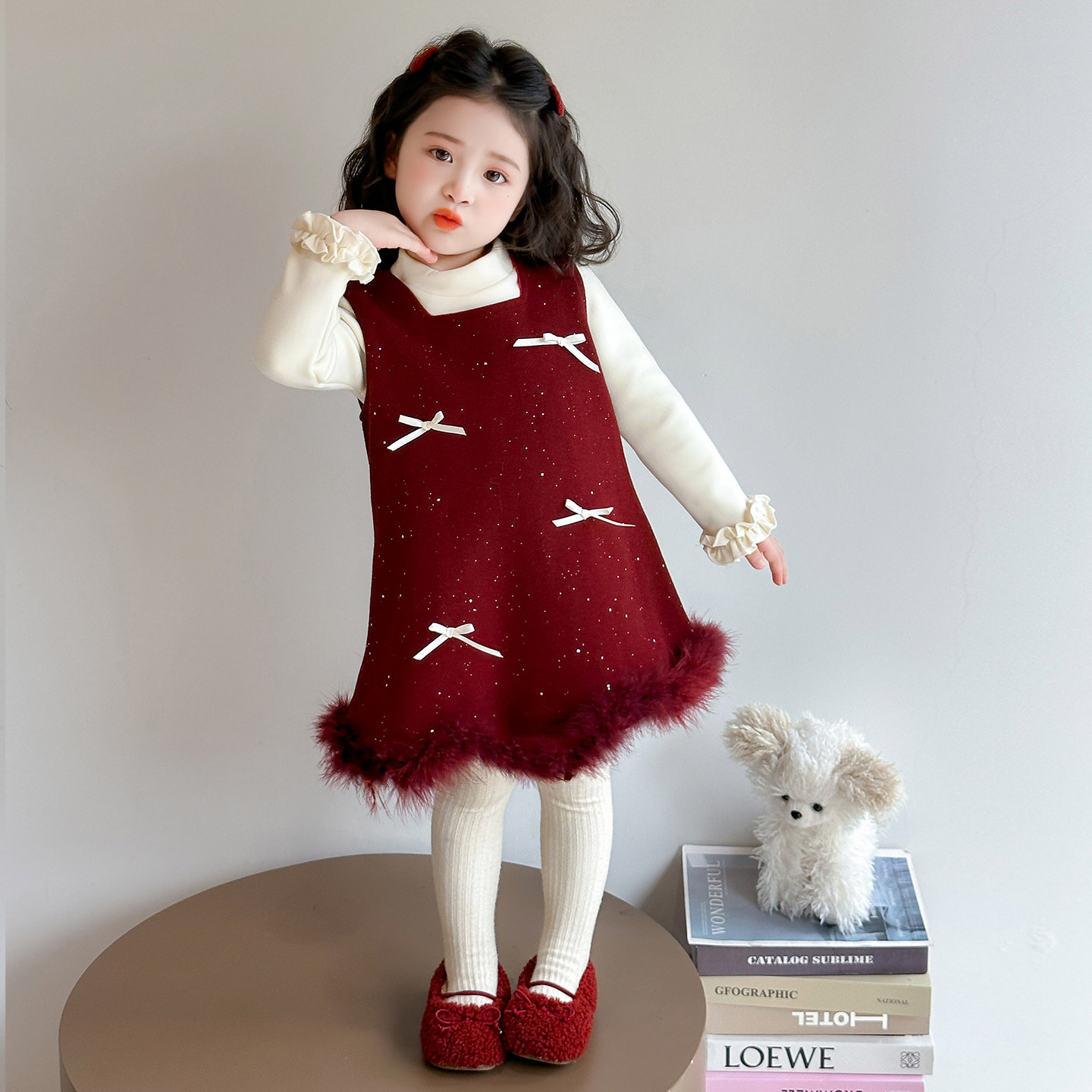 女童连衣裙亮片儿童秋冬季拜年服过年衣服新年红色女宝宝裙子冬装,淘宝优惠券,粉丝福利购,淘宝优惠卷