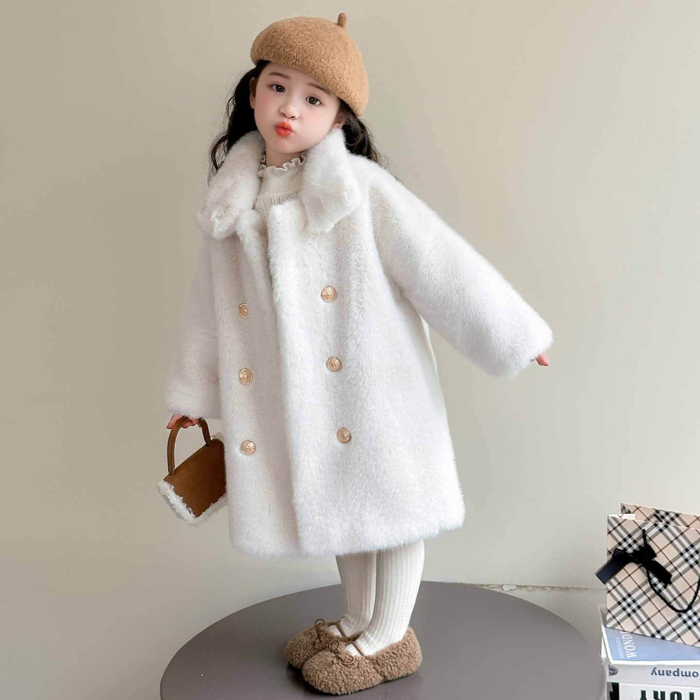 女童外套2025秋冬季新款皮毛一体时髦儿童加厚洋气女宝宝冬装上衣,淘宝优惠券,粉丝福利购,淘宝优惠卷
