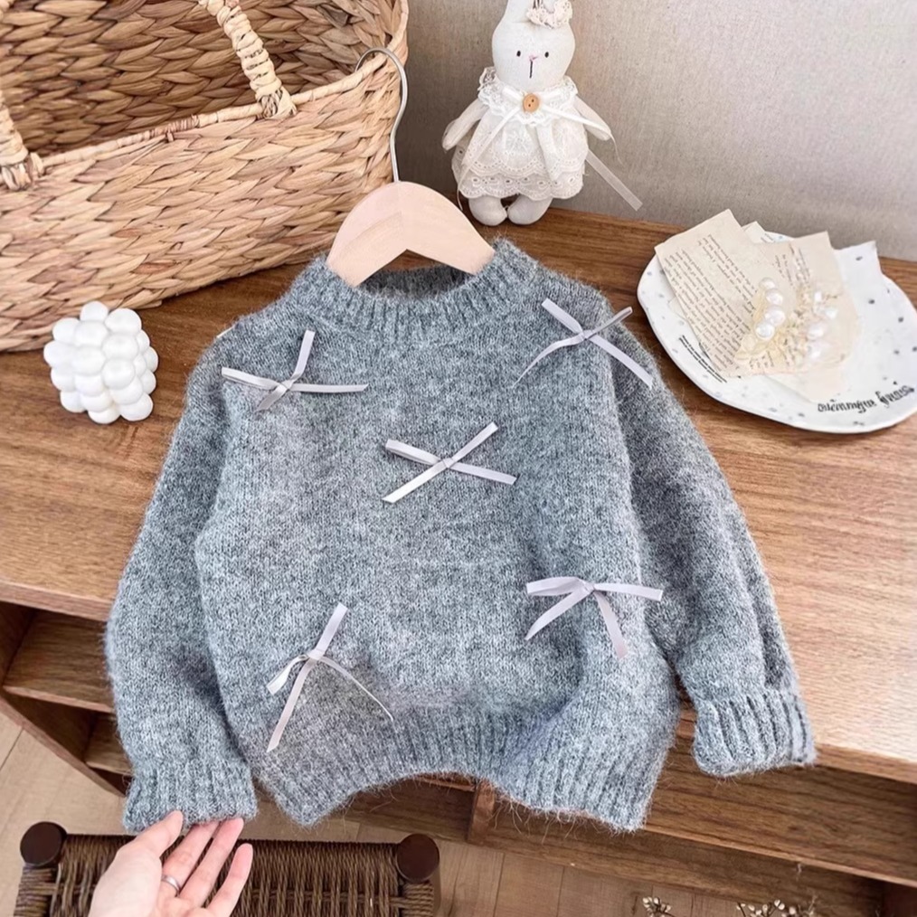 女童毛衣2025秋冬季新款儿童毛线衣薄款针织衫女宝宝加厚洋气时髦 - 图1