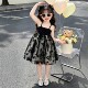 ເດັກຍິງ butterfly ສີດໍາ suspender Princess ວັນເດືອນປີເກີດ dress