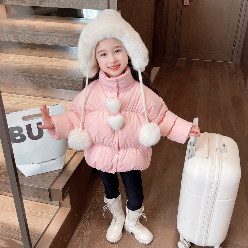 女童保暖爱心羽绒服2025新款儿童冬季加厚女宝宝冬装外套短款洋气,淘宝优惠券,粉丝福利购,淘宝优惠卷