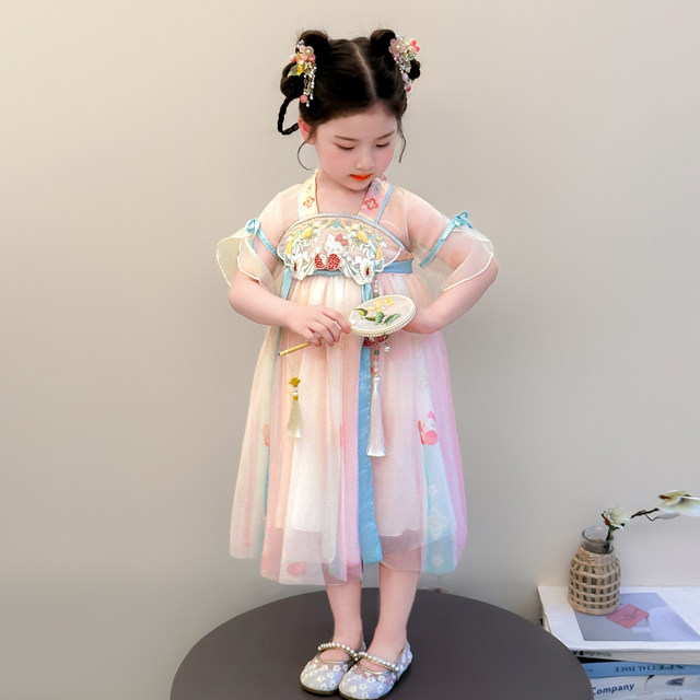 ເດັກຍິງ Hanfu Skirt Summer Style 2026 ໃຫມ່ຂອງເດັກນ້ອຍການປະຕິບັດເຄື່ອງນຸ່ງເດັກນ້ອຍແບບຈີນ Summer Summer Dress