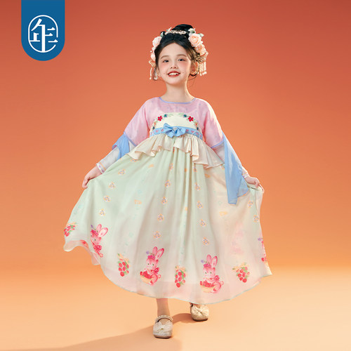 年衣童装女童汉服裙春秋改良唐装中式古装儒裙超仙中秋服装演出服 - 图3