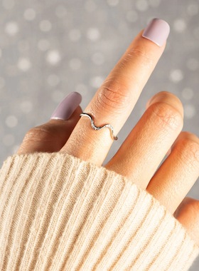 跨境热销s925纯银潮起潮落的极简波浪戒指女时尚水波纹欧美风