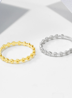 简约百搭设计树叶指环手饰品欧美ins小众气质橄榄枝925纯银戒指女