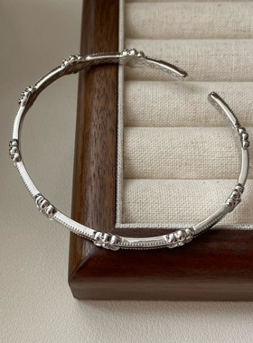 S925银鸢尾花皇冠手镯2025新款重工精致时尚简约手环竹节小众