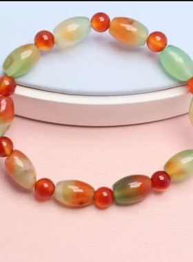 八年老店）糖心玛瑙玉髓多宝虎睛石手串闺蜜小众设计平安福佑DIY