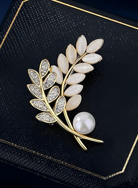 金麦珠胸针高档女精致猫眼石麦穗胸花轻奢小众设计感别针西装配饰