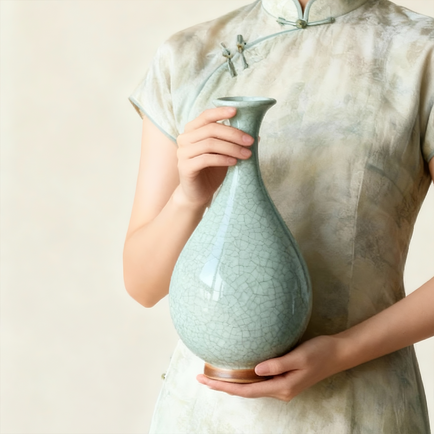 景德镇陶瓷复古宋式美学青瓷花瓶摆件客厅插花禅意侘寂风复古摆设,淘宝优惠券,粉丝福利购,淘宝优惠卷