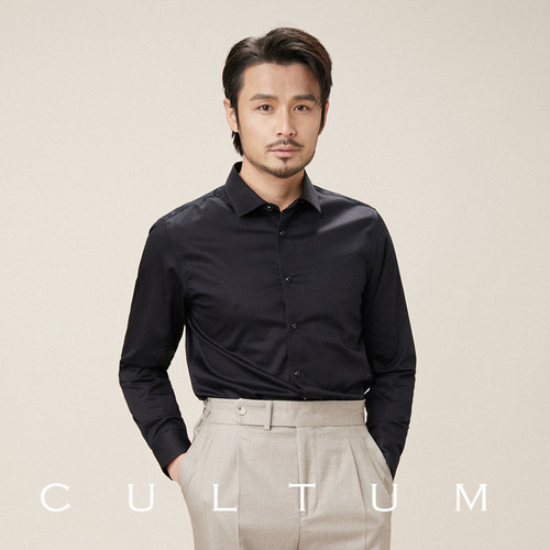 CULTUM 100支长绒棉DP免烫商务休闲方领正装衬衫男长袖修身白衬衣 - 图2