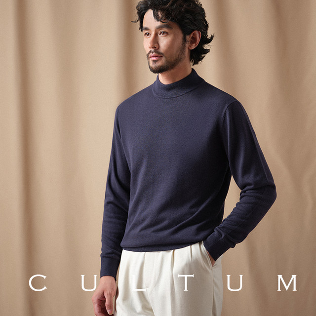 Wool half turtleneck pullover 12-pin base sweater