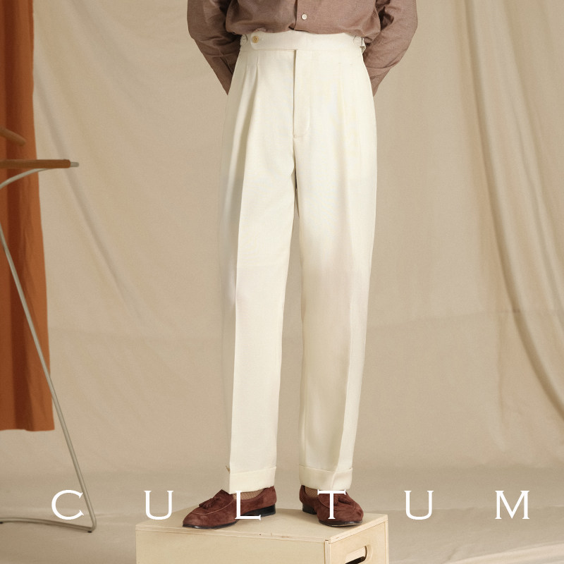 【高克重精纺澳洲羊毛】CULTUM意式那不勒斯双褶高腰西裤男休闲裤,淘宝优惠券,粉丝福利购,淘宝优惠卷