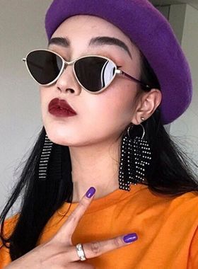 猫眼个性风红色太阳眼镜封帆同款