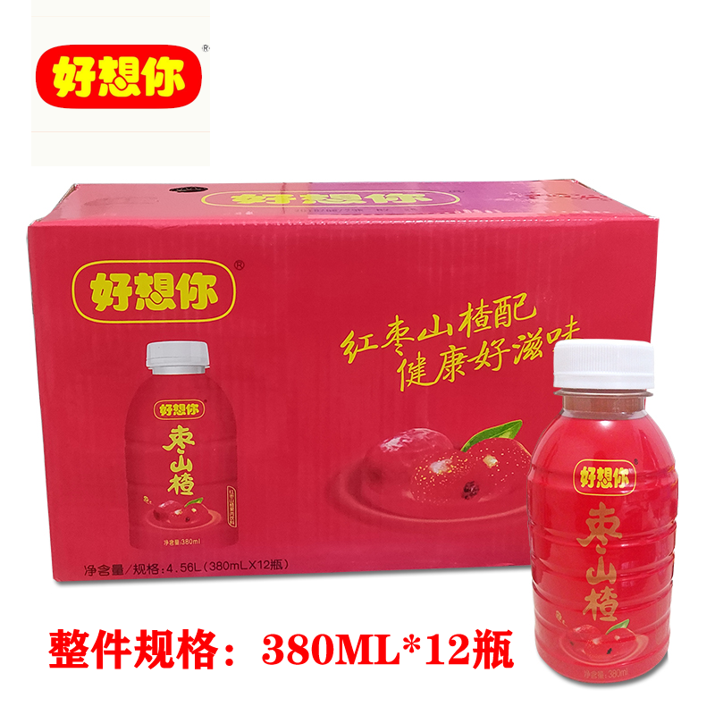 好想你红枣山楂果汁饮料380mlx12瓶水果风味果肉混合饮料健康饮品 - 图2