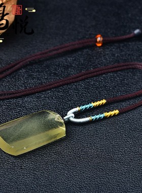 黄水晶无事牌男女牌挂件方牌