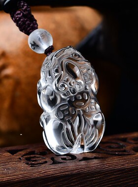 白水晶貔貅吊坠财缘皮丘腰缠万贯