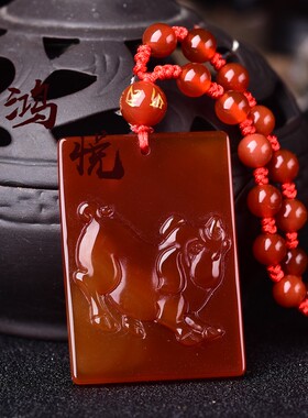 红玛瑙金珠吊坠男女款挂件生肖猪