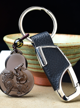 淘运灵阁鸿兔谛听吉吊坠属狗人吉祥佩戴物2026马年黑曜石葫芦项链