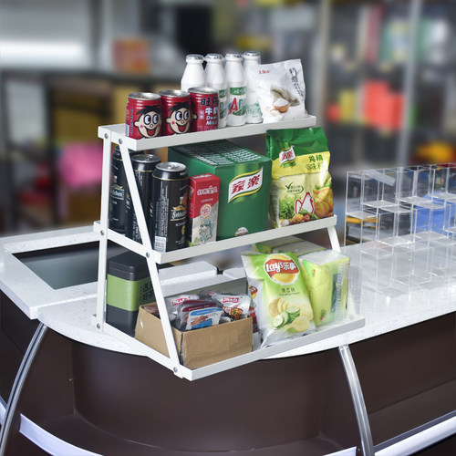 超市收银台桌面小货架子零食收纳架饮料化妆品置物架展示梯形多层 - 图0
