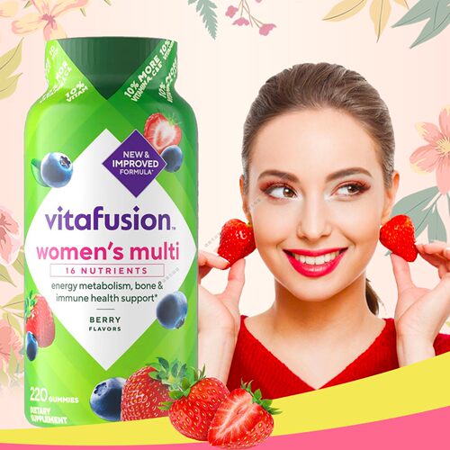 美国直邮进口vitafusion复合维生素女士综合多维ad维C软糖220粒 - 图1