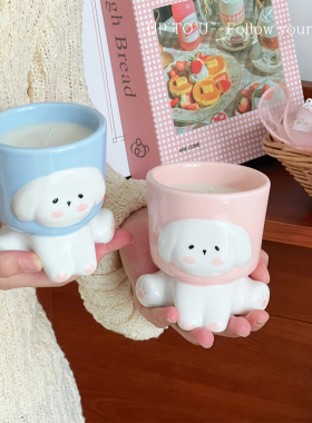 SHˇ可爱陶瓷香薰蜡烛杯持久留香